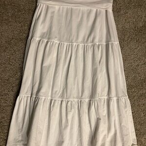 LOFT White Tiered Maxi Skirt